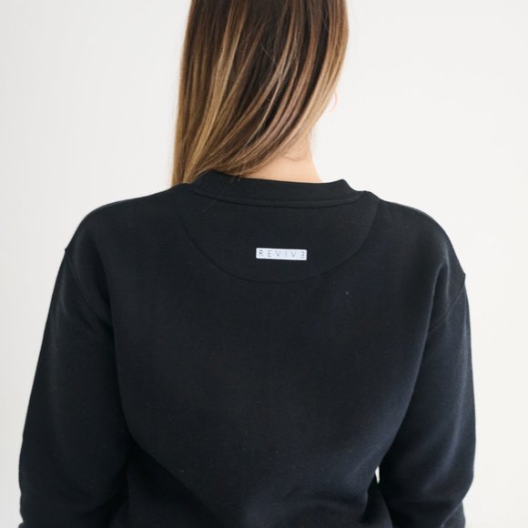 Revive Loungewear. Two Piece Lounge Set, Crewneck Sweatshirt and Jogger - Black - Picture 5 of 11